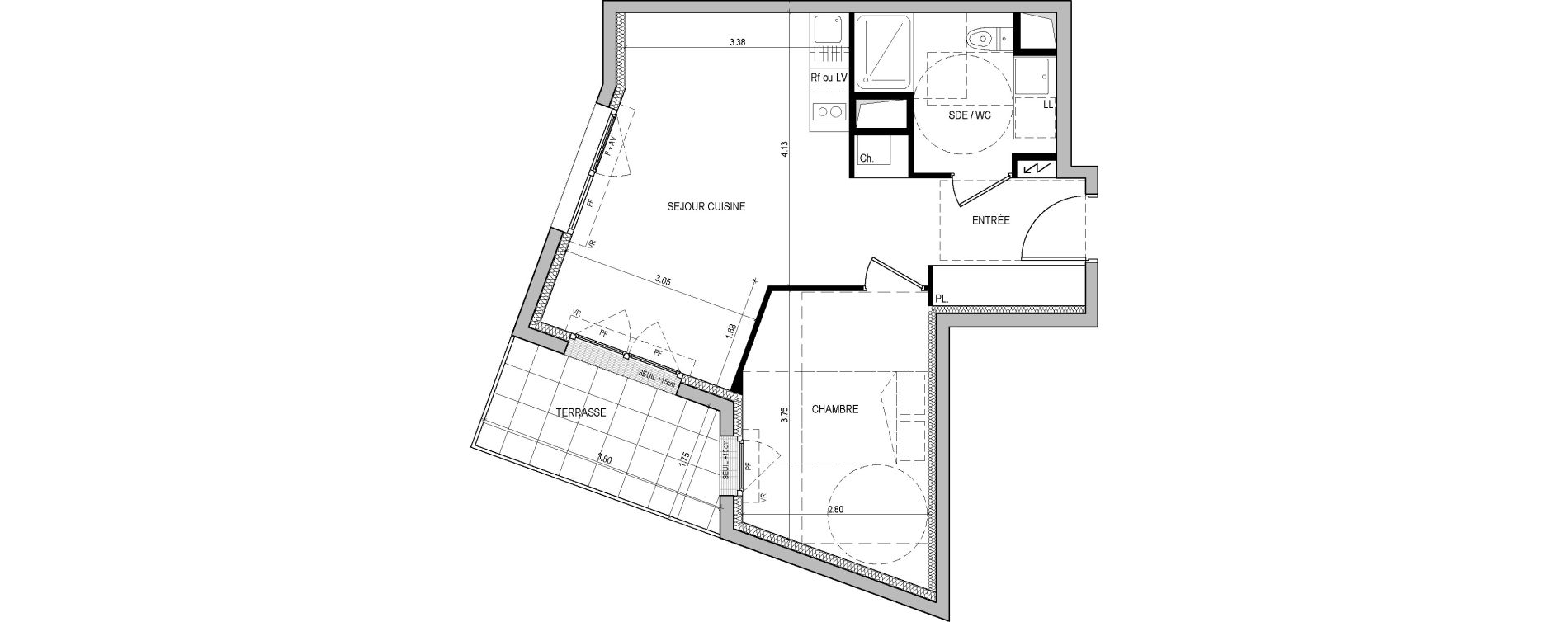 Appartement T2 de 42,70 m2 &agrave; Nantes La joneli&egrave;re