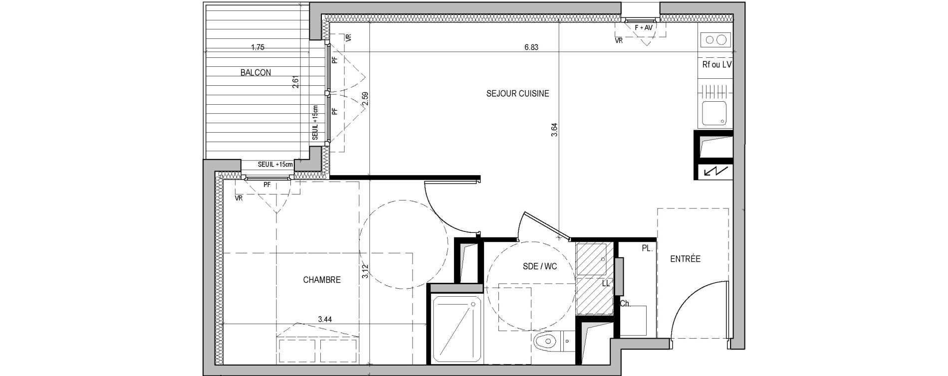 Appartement T2 de 42,00 m2 &agrave; Nantes La joneli&egrave;re