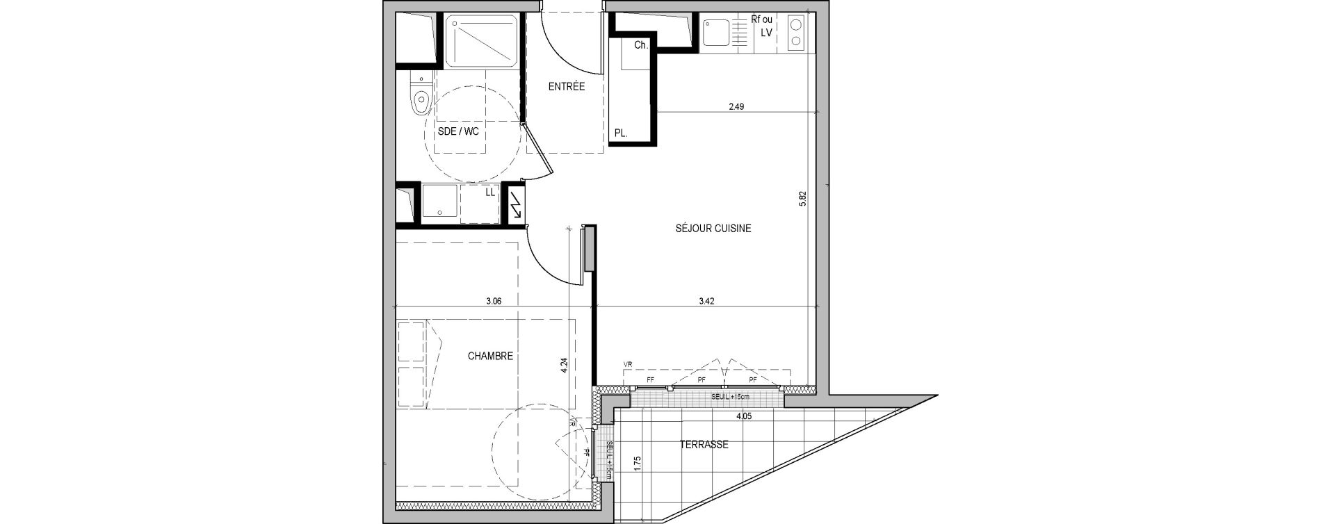 Appartement T2 de 40,90 m2 &agrave; Nantes La joneli&egrave;re