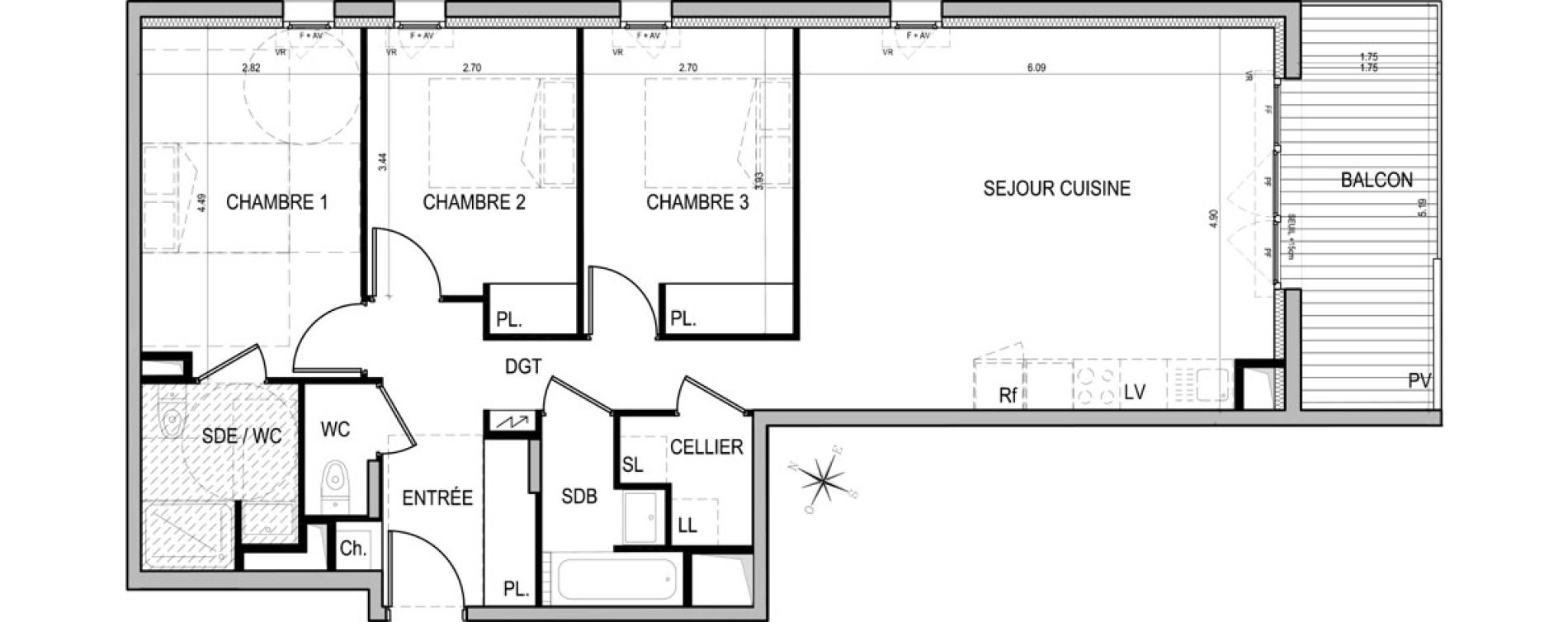 Appartement T4 de 84,60 m2 &agrave; Nantes La joneli&egrave;re