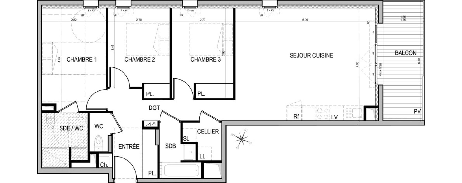 Appartement T4 de 84,60 m2 &agrave; Nantes La joneli&egrave;re