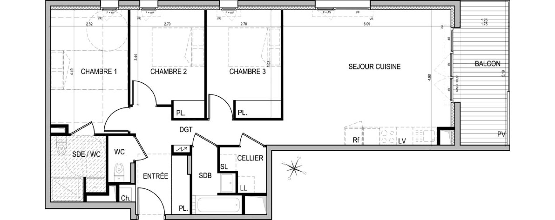 Appartement T4 de 84,70 m2 &agrave; Nantes La joneli&egrave;re