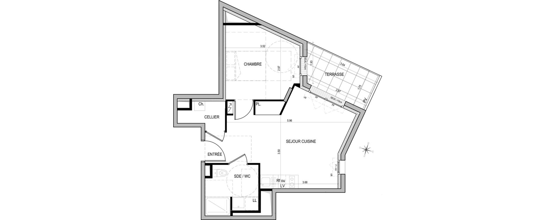 Appartement T2 de 41,80 m2 &agrave; Nantes La joneli&egrave;re