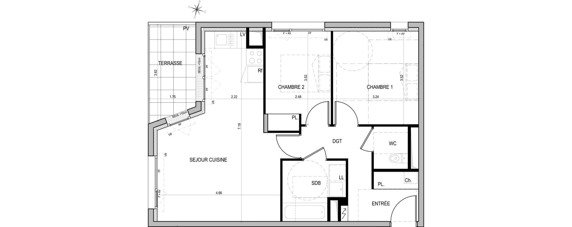 Appartement T3 de 61,20 m2 &agrave; Nantes La joneli&egrave;re