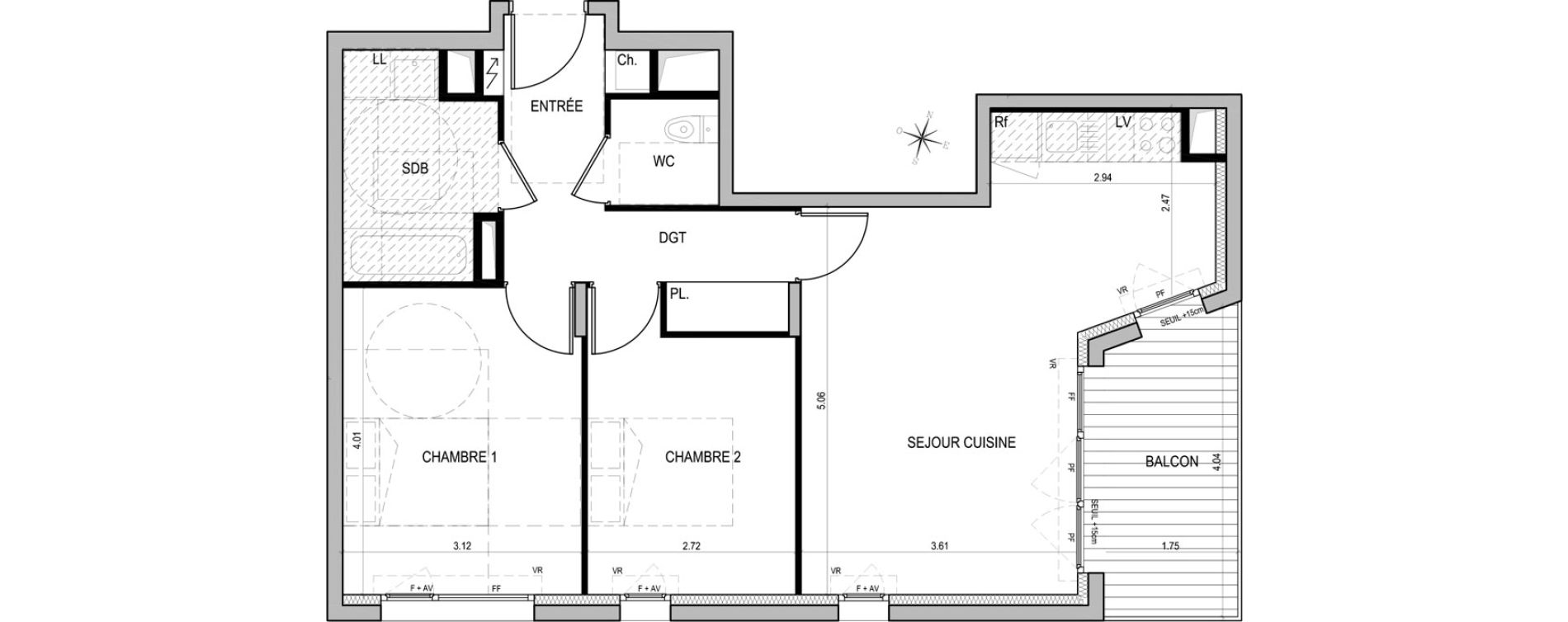 Appartement T3 de 62,30 m2 &agrave; Nantes La joneli&egrave;re