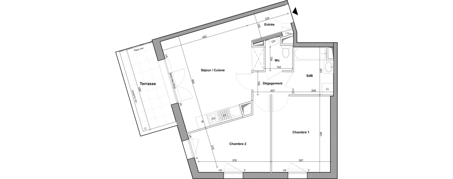 Appartement T3 de 58,04 m2 &agrave; Nantes Boulevard des poilus