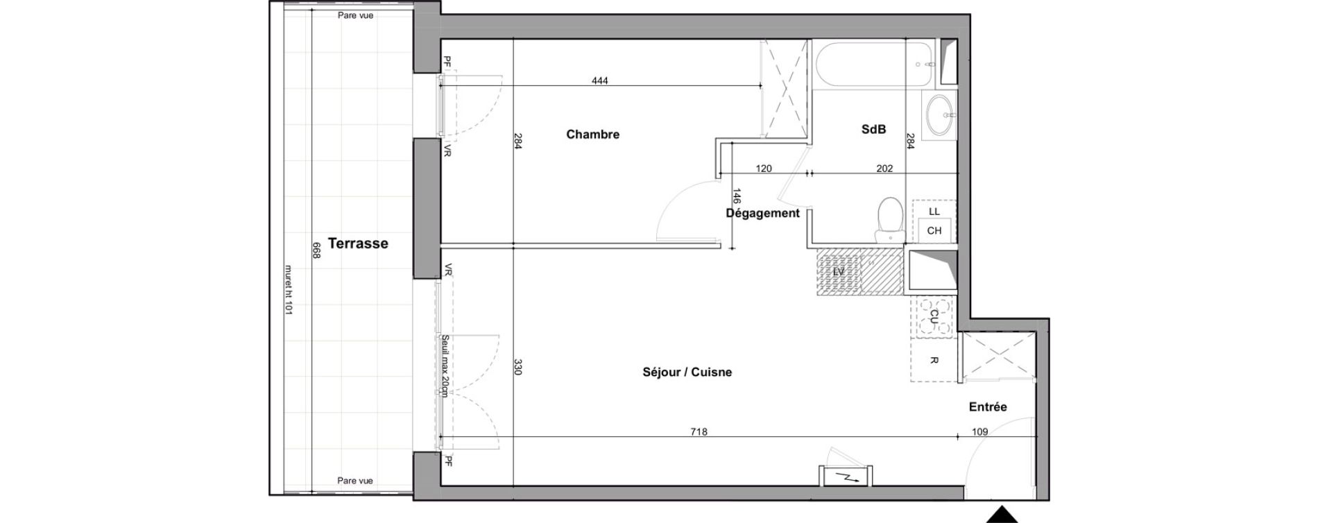 Appartement T2 de 45,17 m2 &agrave; Nantes Boulevard des poilus