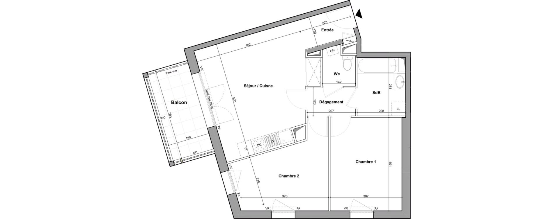 Appartement T3 de 58,04 m2 &agrave; Nantes Boulevard des poilus