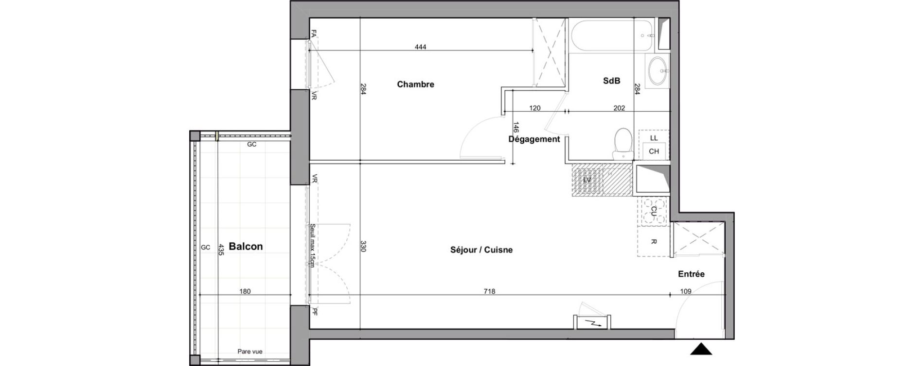 Appartement T2 de 45,17 m2 &agrave; Nantes Boulevard des poilus