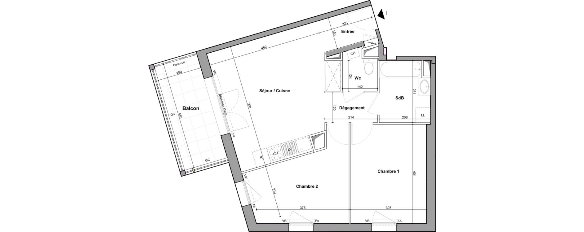 Appartement T3 de 58,13 m2 &agrave; Nantes Boulevard des poilus