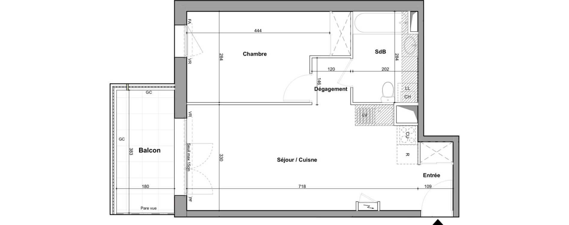 Appartement T2 de 45,17 m2 &agrave; Nantes Boulevard des poilus