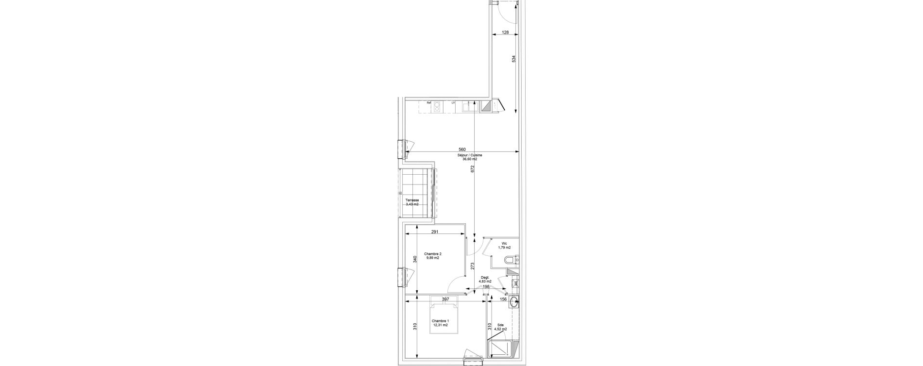 Appartement T3 de 69,94 m2 &agrave; Nantes Mellinet