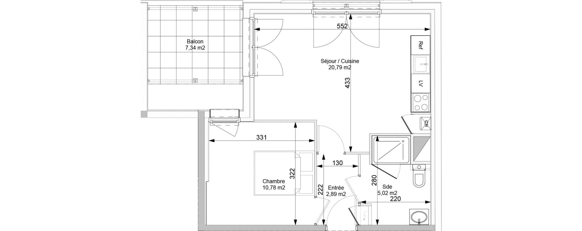 Appartement T2 de 39,48 m2 &agrave; Nantes Mellinet