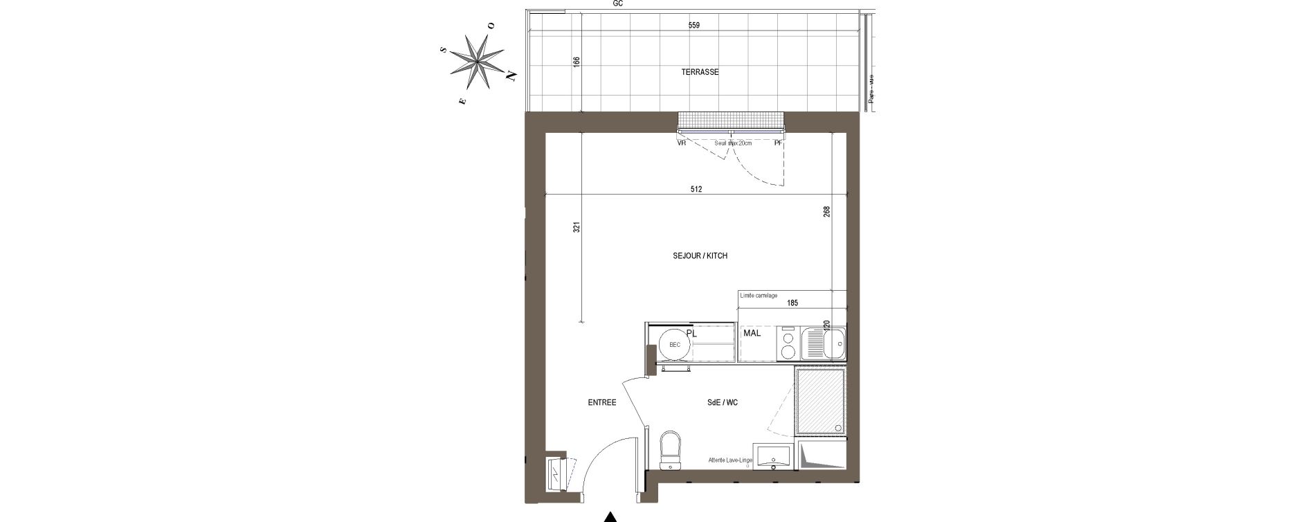 Appartement T1 de 28,70 m2 &agrave; Nort-Sur-Erdre Centre