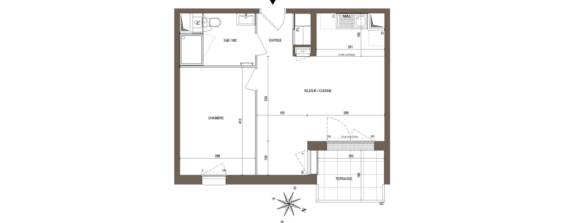 Appartement T2 de 42,45 m2 &agrave; Nort-Sur-Erdre Centre