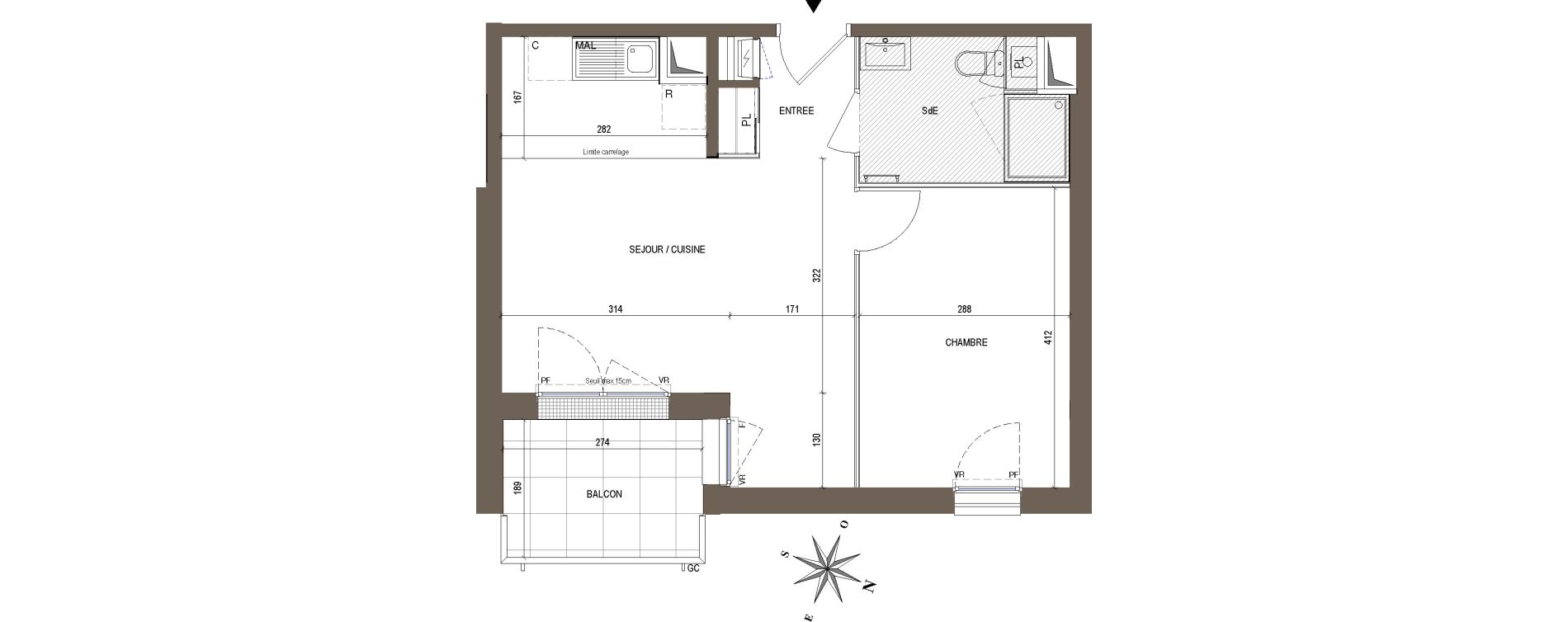 Appartement T2 de 42,05 m2 &agrave; Nort-Sur-Erdre Centre