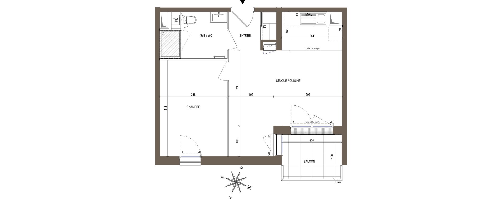 Appartement T2 de 42,45 m2 &agrave; Nort-Sur-Erdre Centre