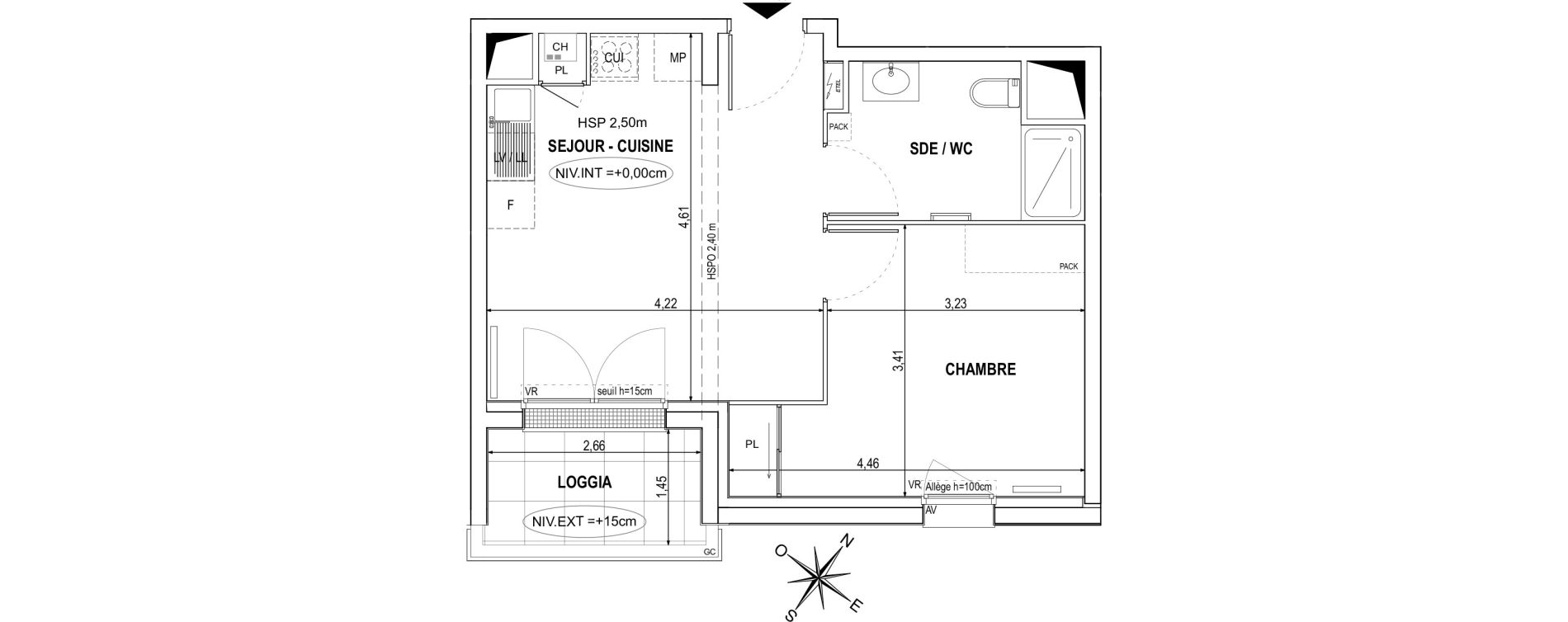 Appartement T2 de 36,94 m2 &agrave; Orvault La praudi&egrave;re