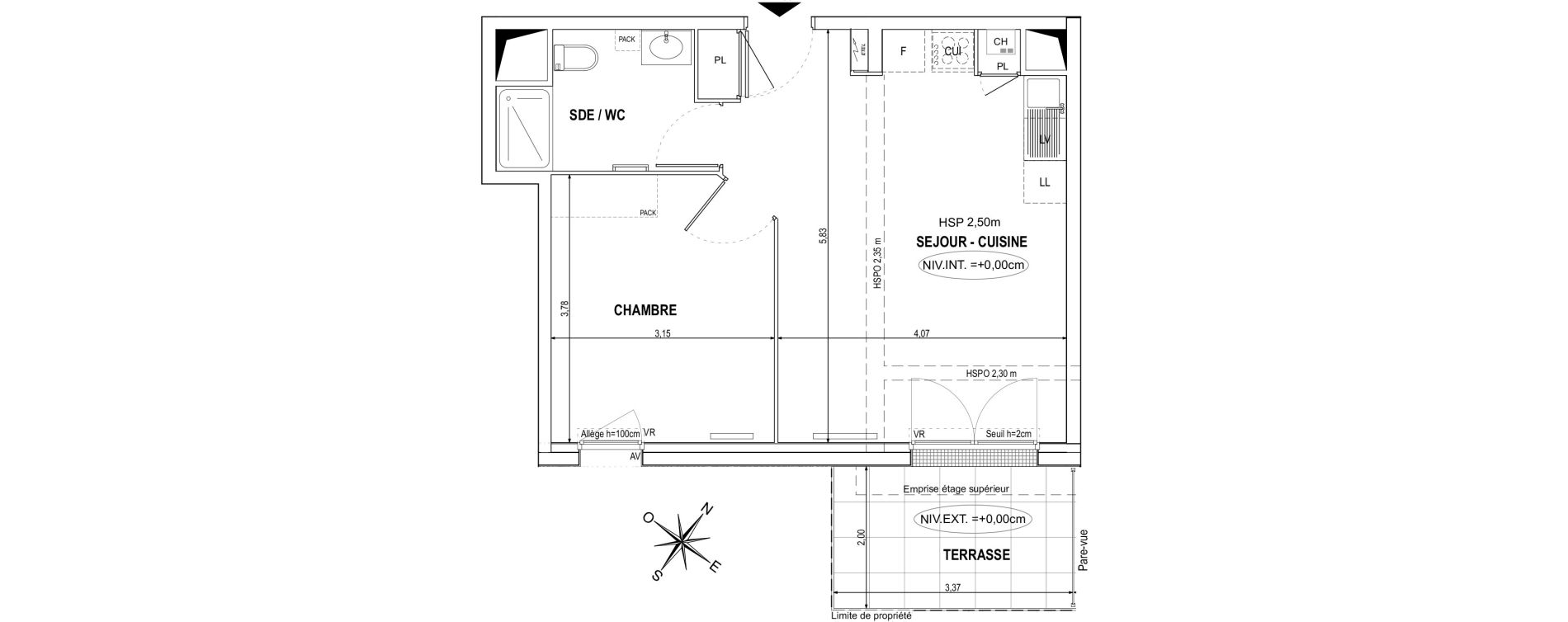 Appartement T2 de 42,07 m2 &agrave; Orvault La praudi&egrave;re