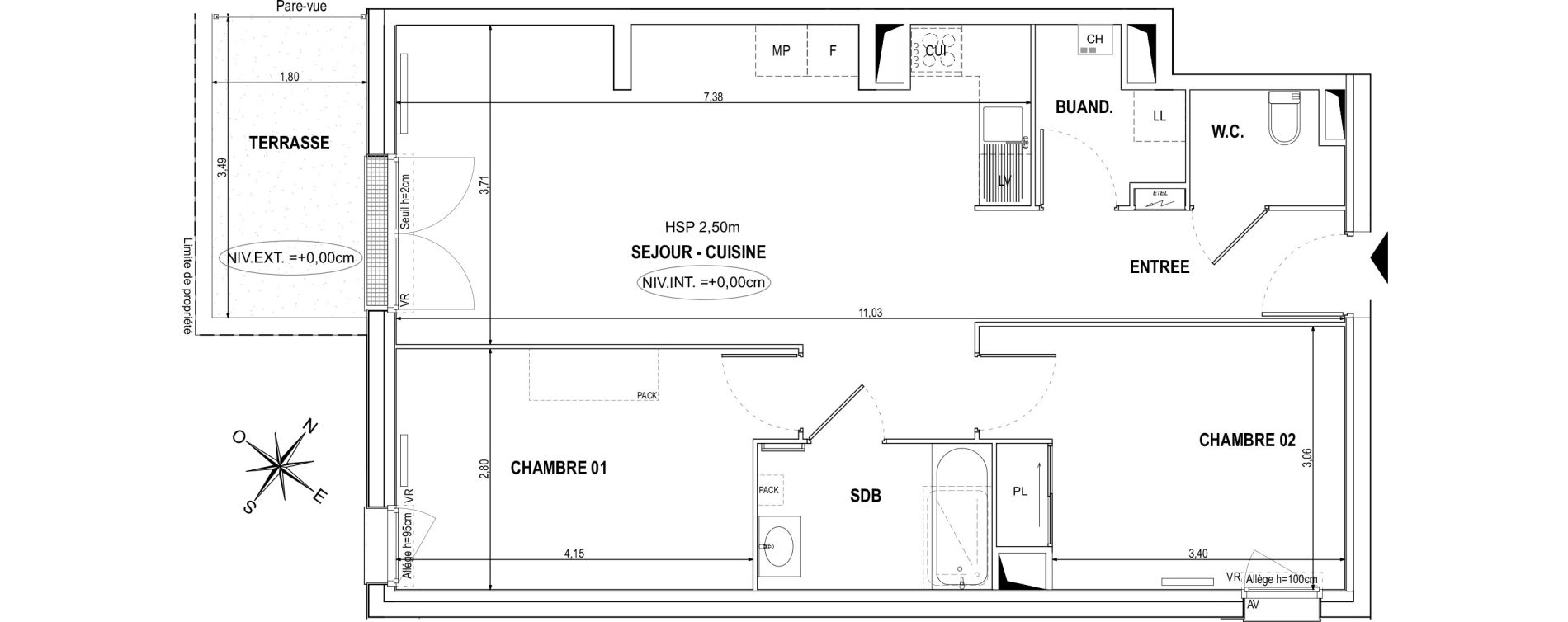 Appartement T3 de 67,87 m2 &agrave; Orvault La praudi&egrave;re