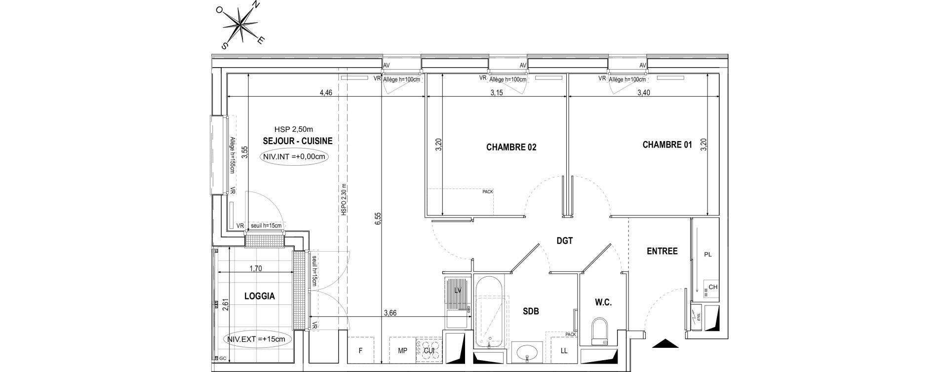 Appartement T3 de 62,66 m2 &agrave; Orvault La praudi&egrave;re