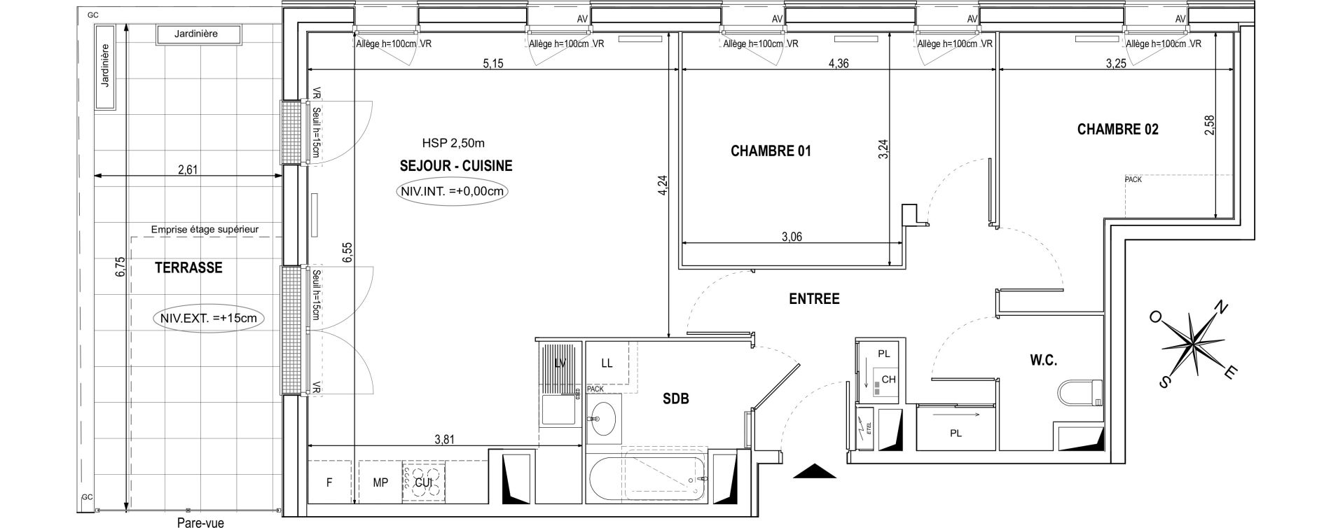 Appartement T3 de 70,39 m2 &agrave; Orvault La praudi&egrave;re