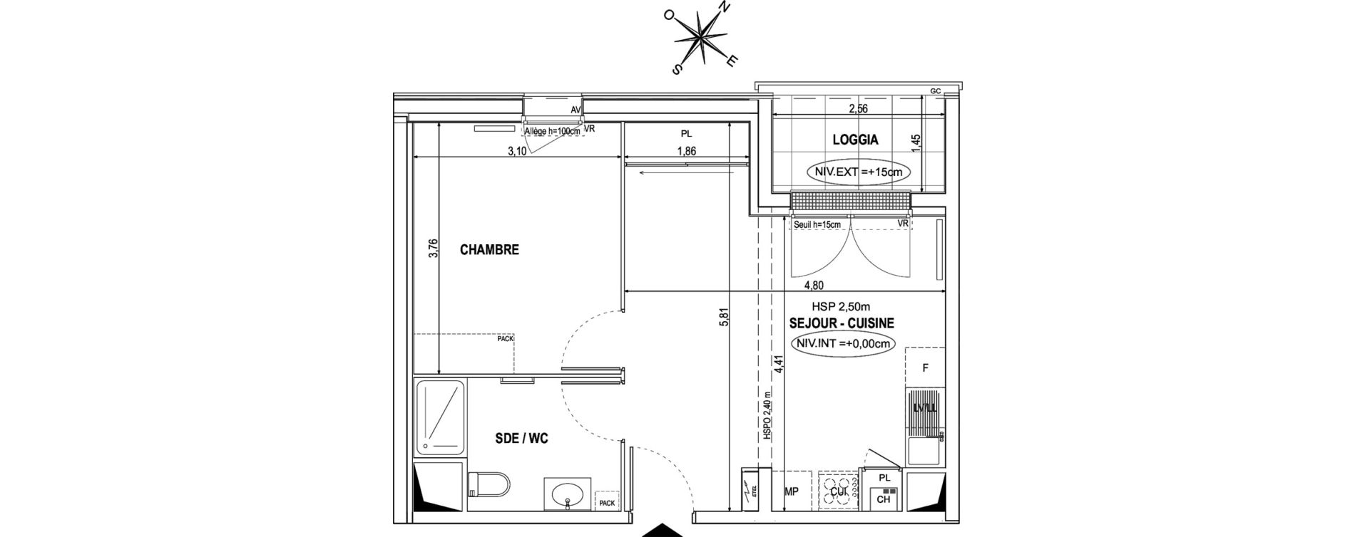 Appartement T2 de 40,25 m2 &agrave; Orvault La praudi&egrave;re