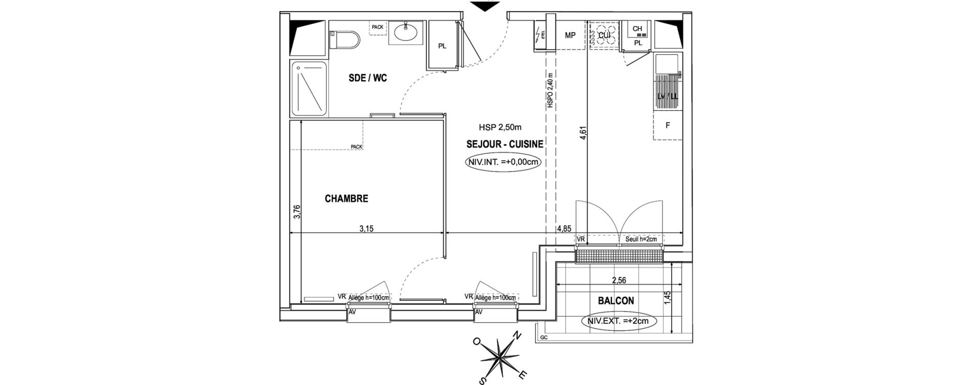 Appartement T2 de 41,34 m2 &agrave; Orvault La praudi&egrave;re
