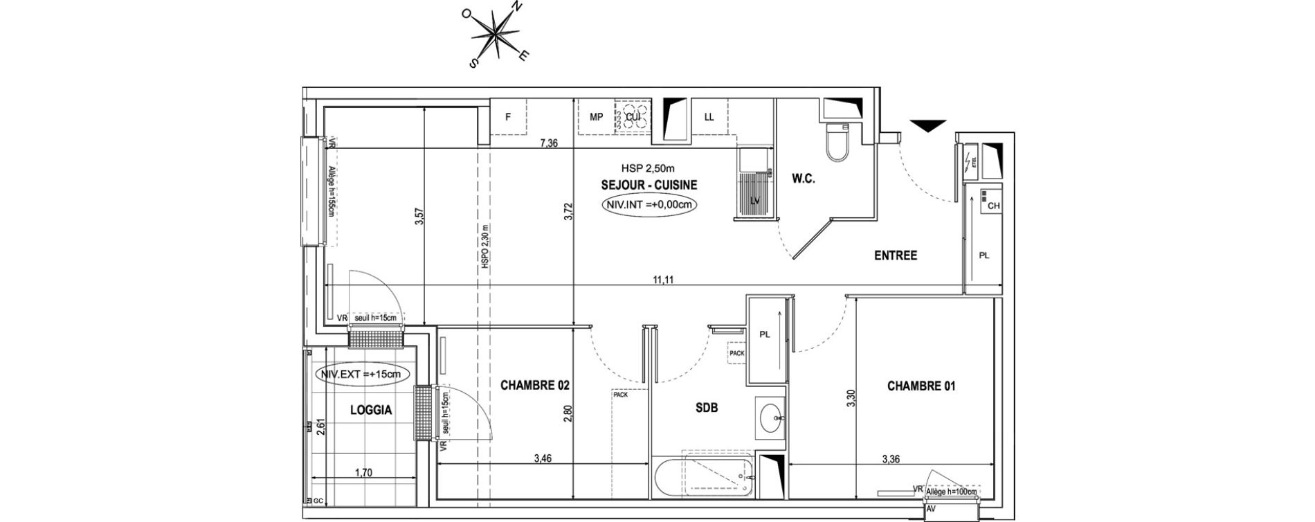 Appartement T3 de 62,34 m2 &agrave; Orvault La praudi&egrave;re