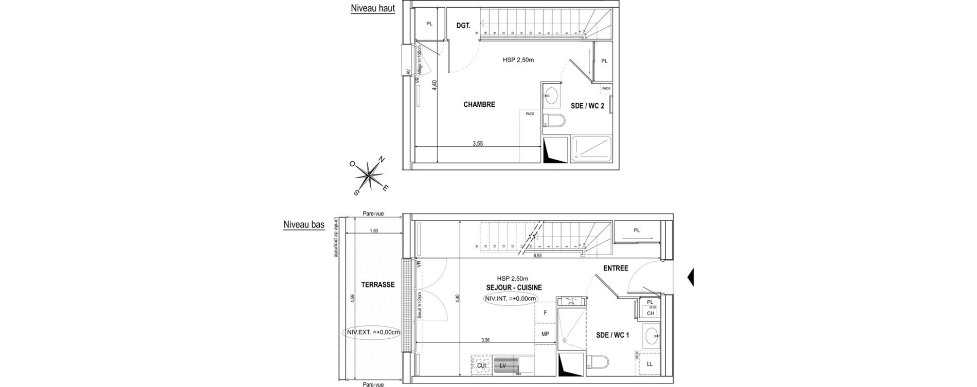 Duplex T2 de 47,46 m2 &agrave; Orvault La praudi&egrave;re