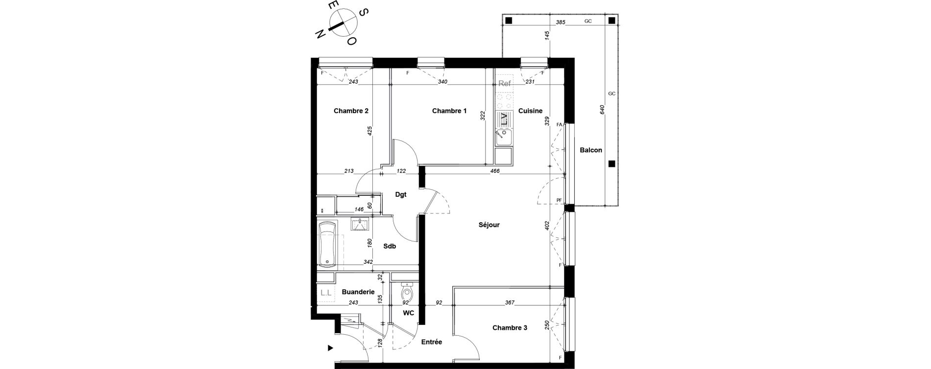 Appartement T4 de 75,69 m2 &agrave; Orvault N&eacute;o