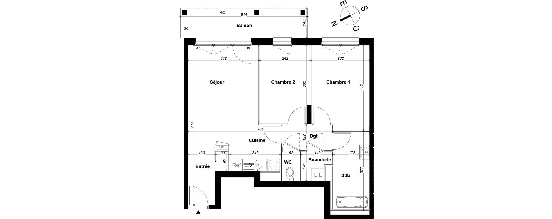 Appartement T3 de 57,96 m2 &agrave; Orvault N&eacute;o