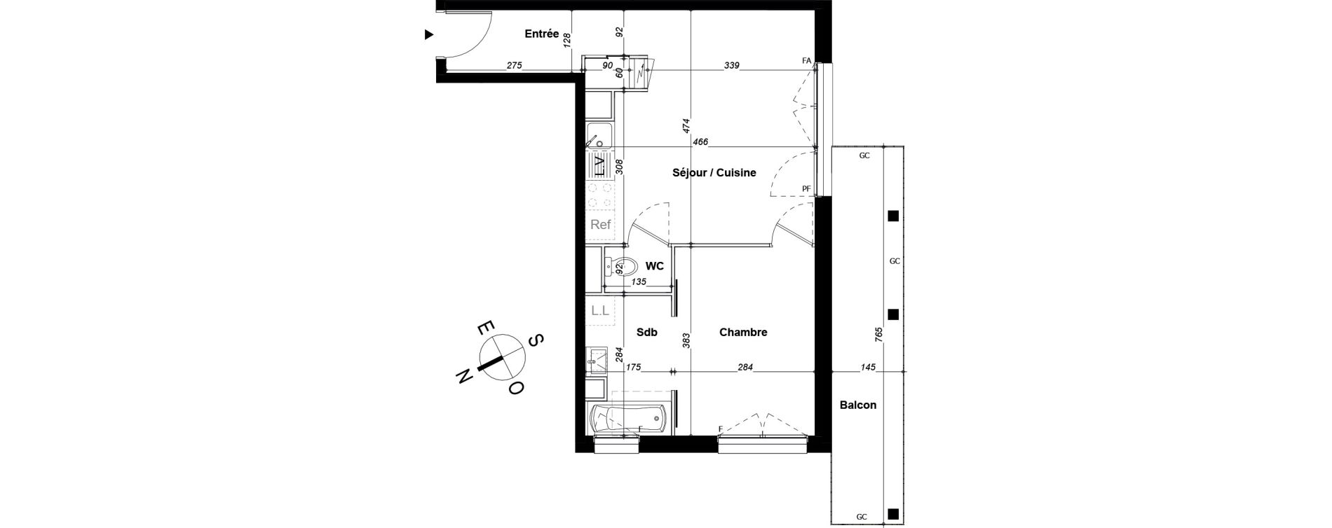 Appartement T2 de 41,78 m2 &agrave; Orvault N&eacute;o