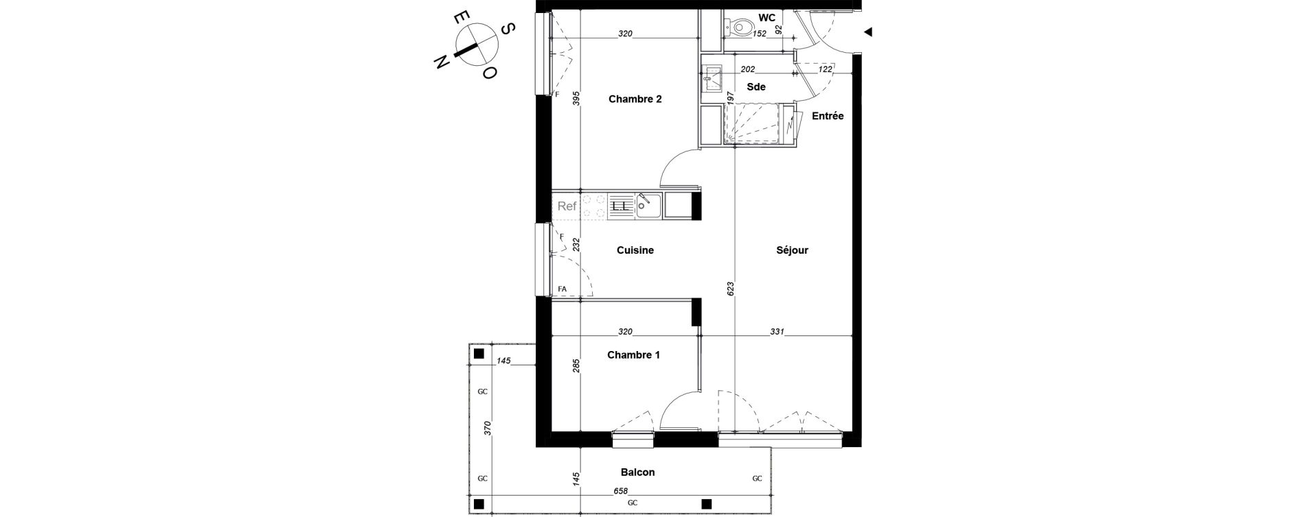 Appartement T3 de 57,73 m2 &agrave; Orvault N&eacute;o