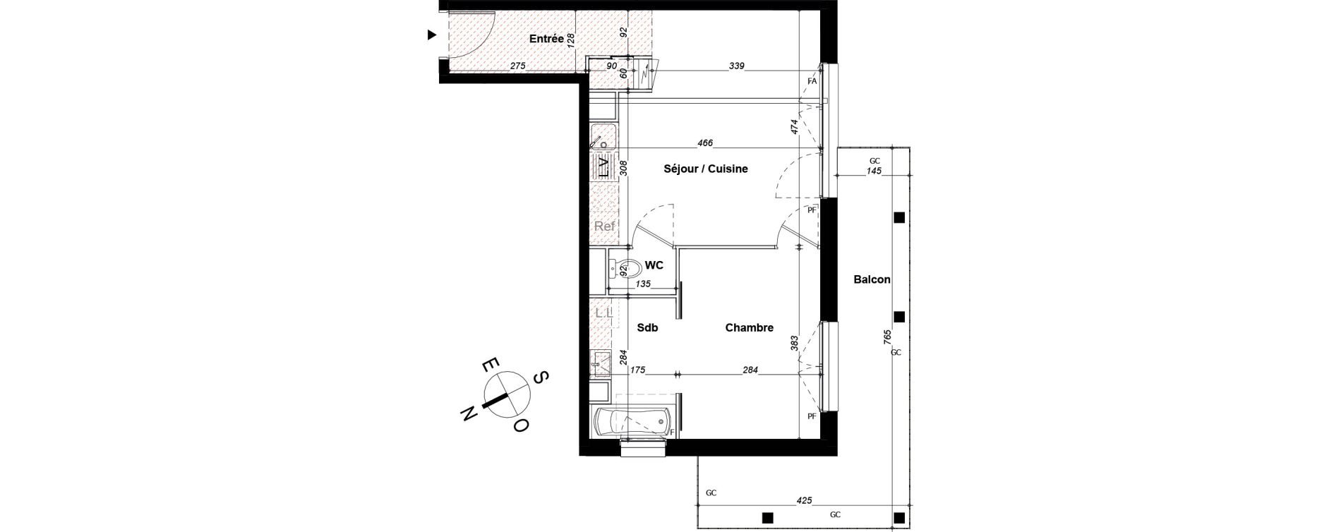 Appartement T2 de 35,27 m2 &agrave; Orvault N&eacute;o