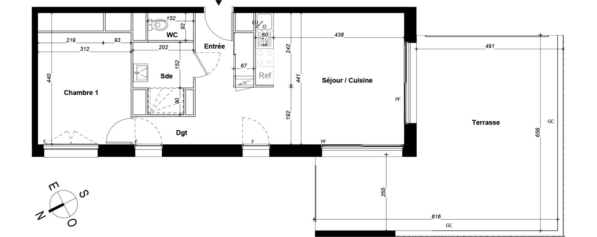 Appartement T2 de 50,43 m2 &agrave; Orvault N&eacute;o