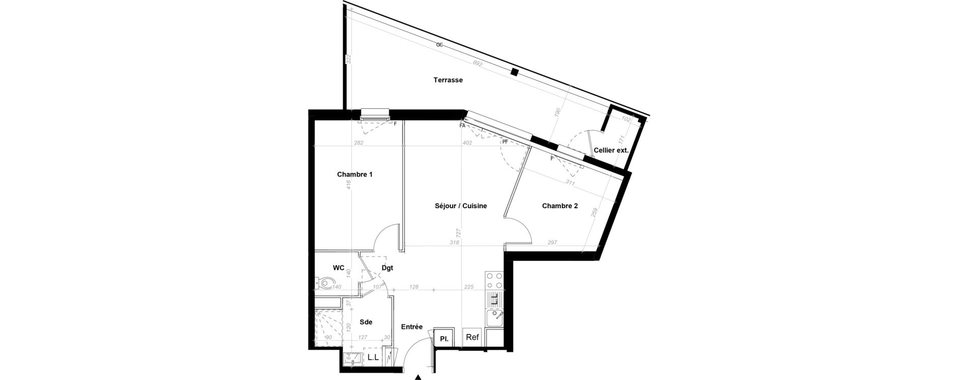 Appartement T3 de 53,92 m2 &agrave; Orvault N&eacute;o