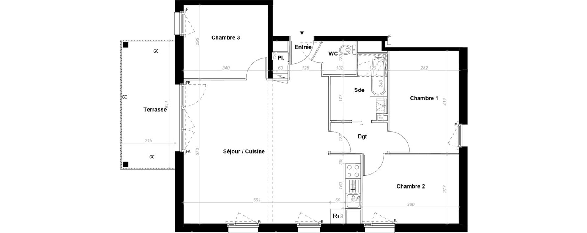 Appartement T4 de 81,55 m2 &agrave; Orvault N&eacute;o
