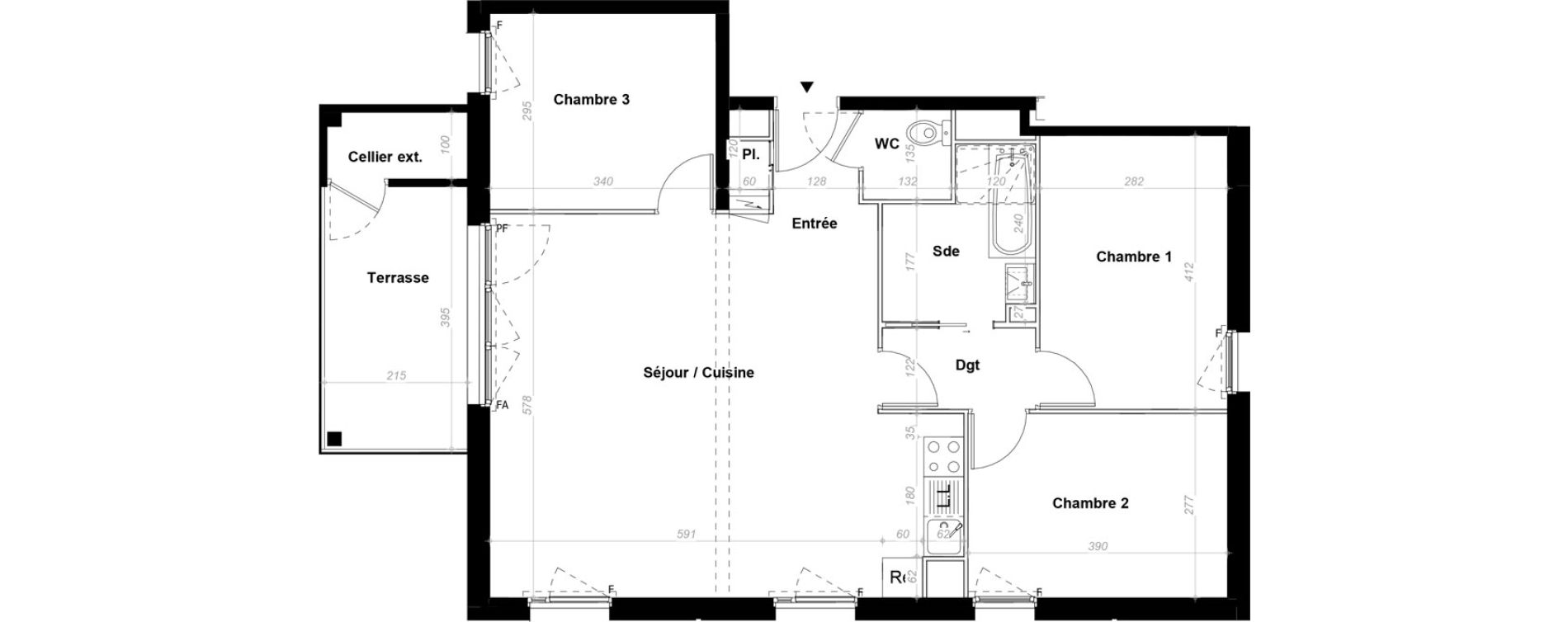 Appartement T4 de 81,55 m2 &agrave; Orvault N&eacute;o