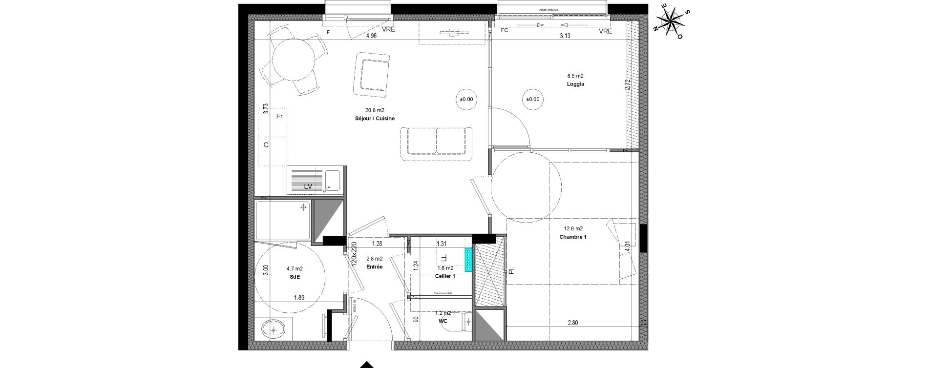 Appartement T2 de 43,70 m2 &agrave; Orvault N&eacute;o