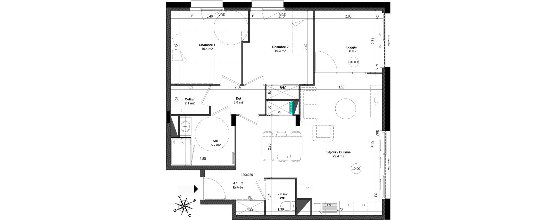 Appartement T3 de 67,00 m2 &agrave; Orvault N&eacute;o