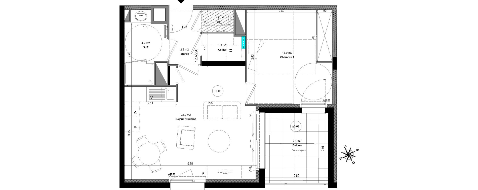 Appartement T2 de 45,10 m2 &agrave; Orvault N&eacute;o