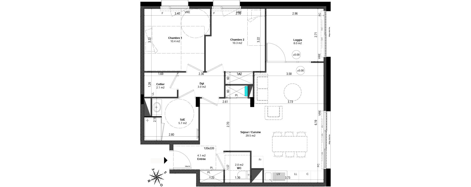 Appartement T3 de 66,90 m2 &agrave; Orvault N&eacute;o