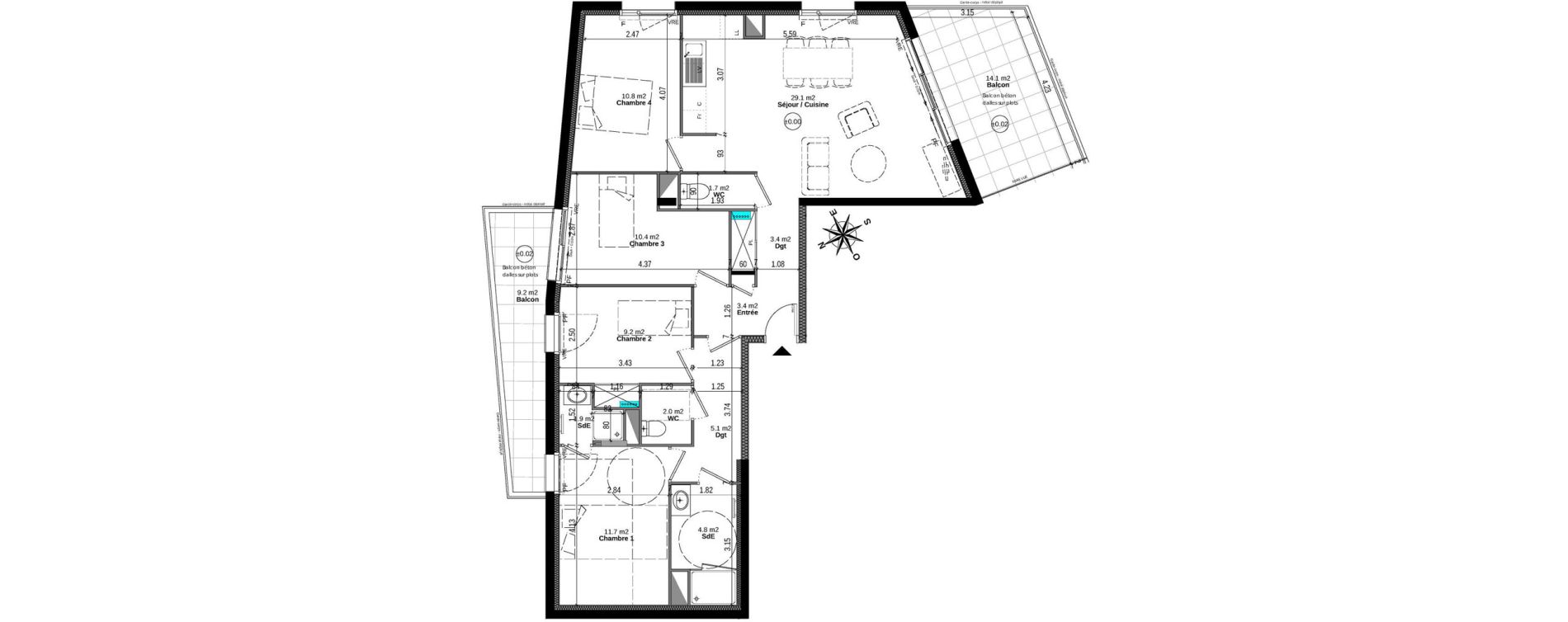 Appartement T5 de 93,50 m2 à Orvault Néo