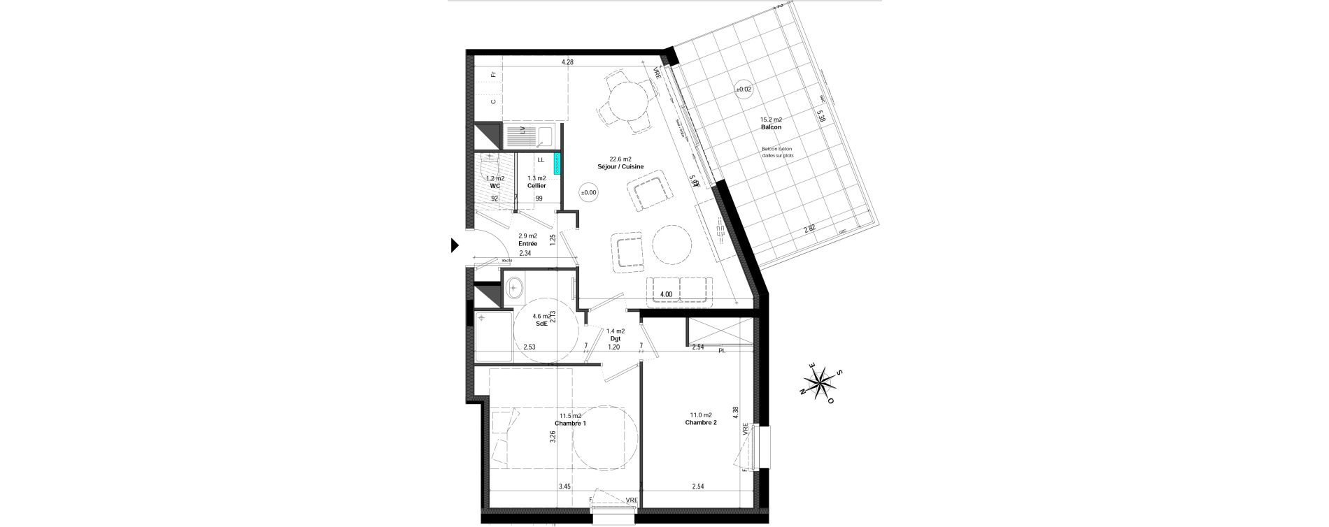 Appartement T3 de 56,50 m2 &agrave; Orvault N&eacute;o