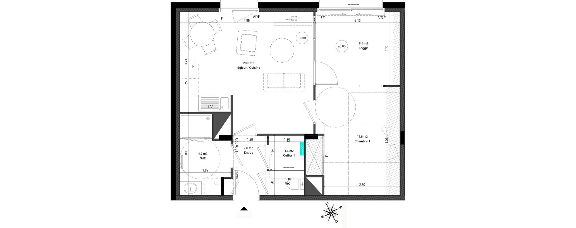 Appartement T2 de 43,70 m2 &agrave; Orvault N&eacute;o
