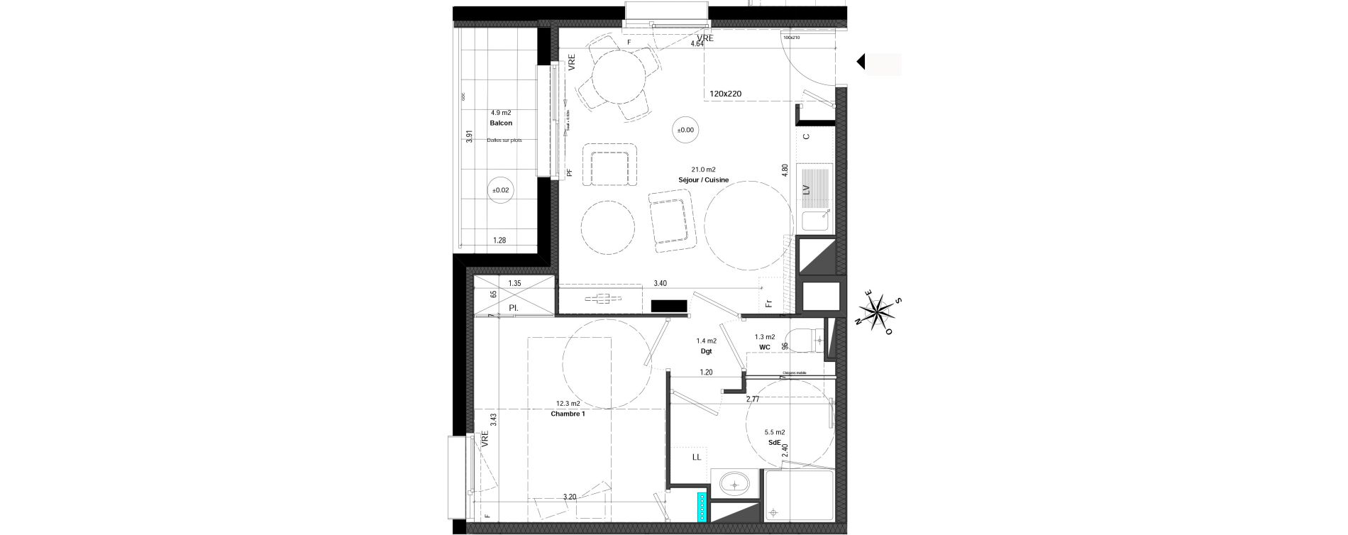 Appartement T2 de 41,50 m2 &agrave; Orvault N&eacute;o