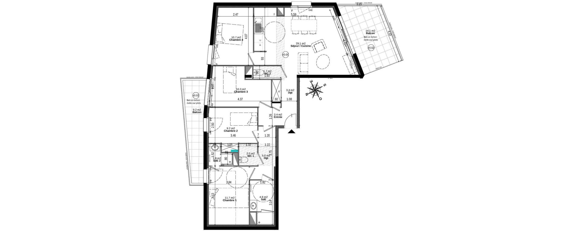 Appartement T5 de 93,20 m2 &agrave; Orvault N&eacute;o