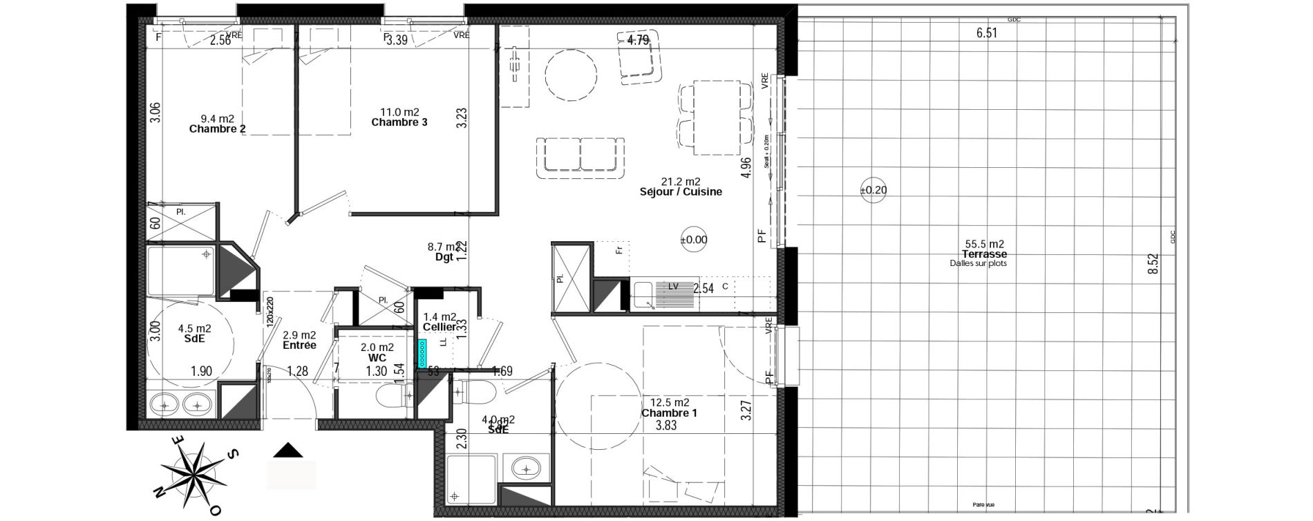 Appartement T4 de 77,60 m2 &agrave; Orvault N&eacute;o