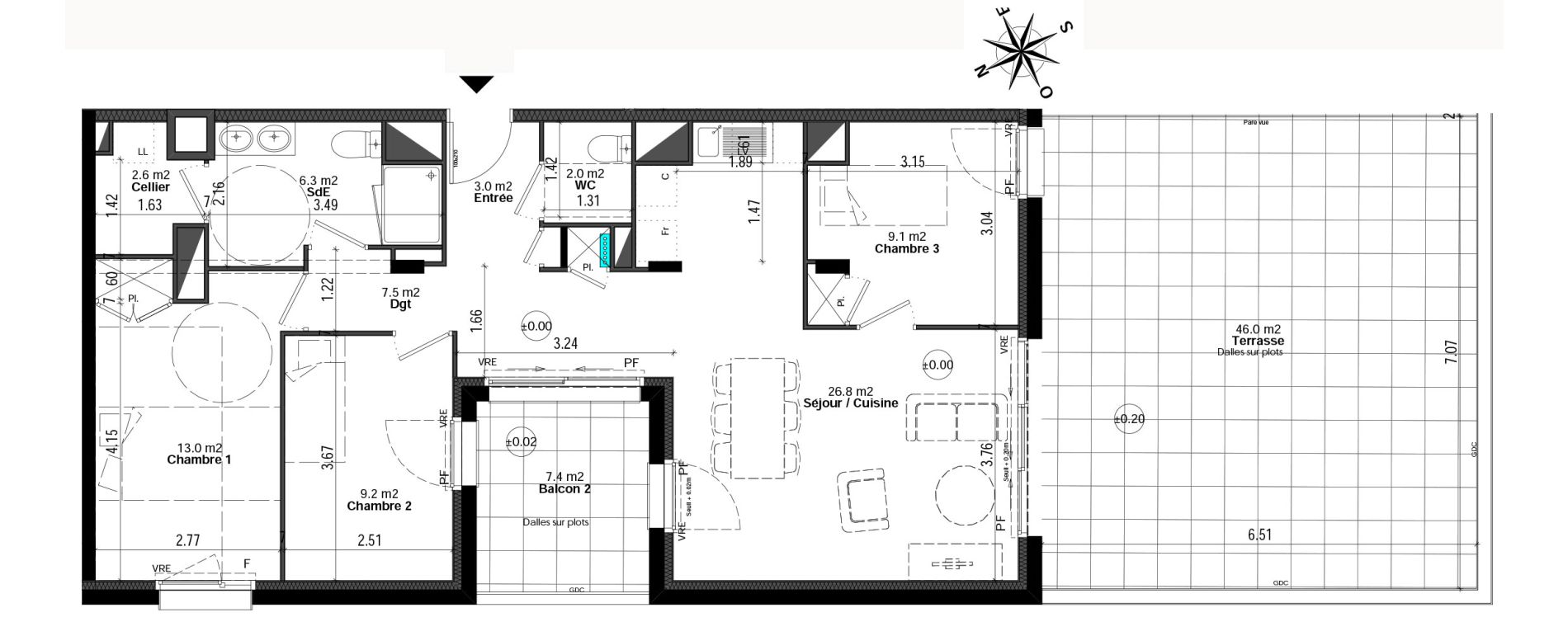 Appartement T4 de 79,50 m2 &agrave; Orvault N&eacute;o
